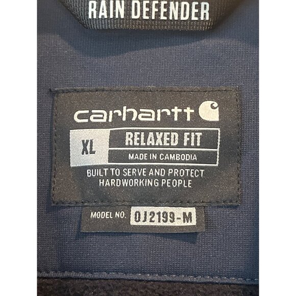 Carhartt Mens NWOT XL Rain Defender Soft Shell Jacket In Navy W Fleece Lining - Picture 4 of 11